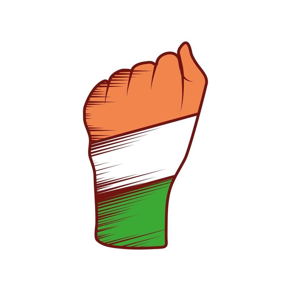 raised hand india flag vector