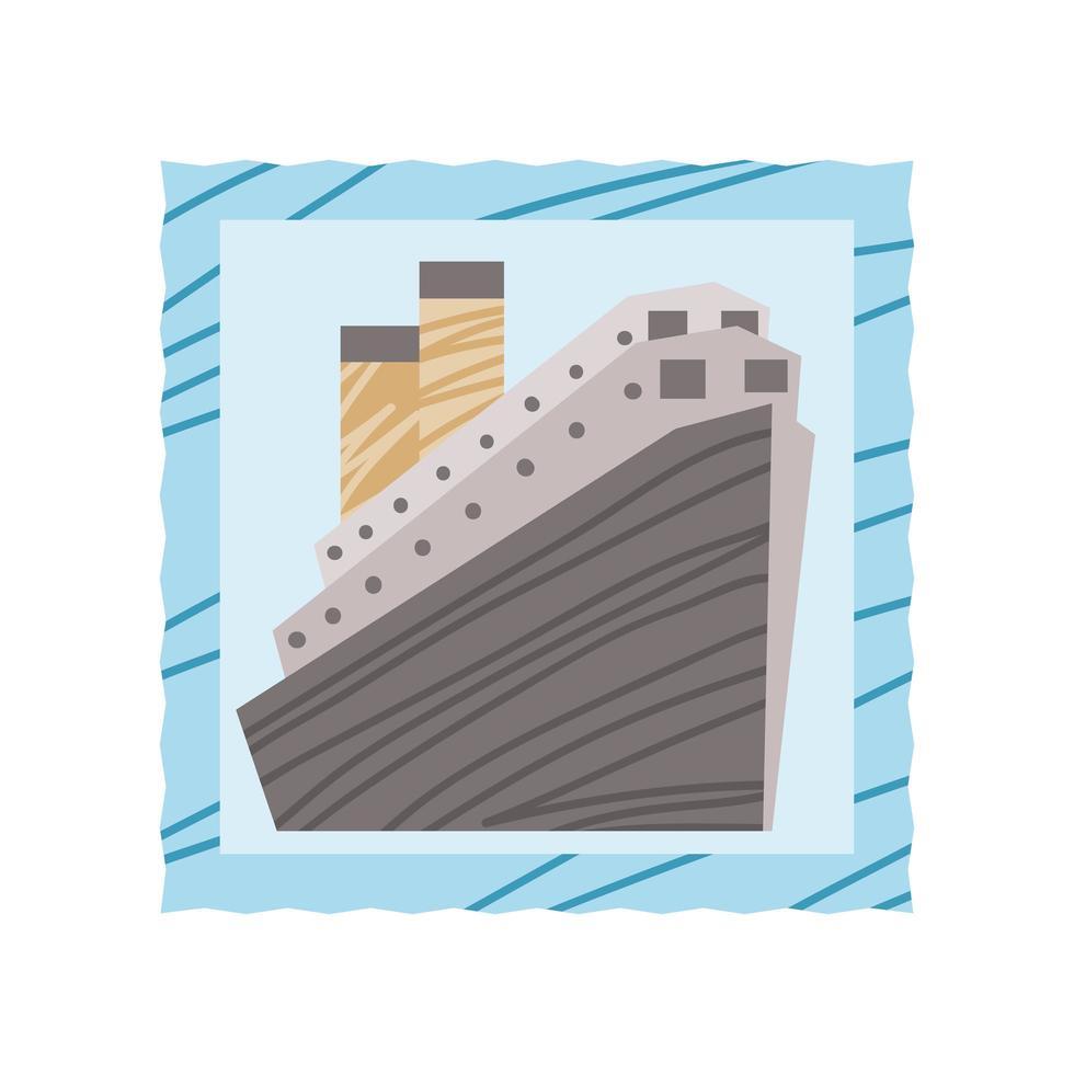 cruise boat in post stamp vector