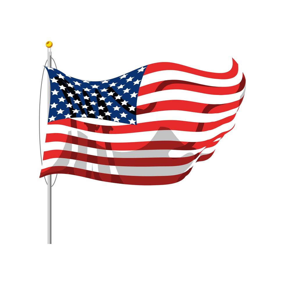 american flag in pole vector