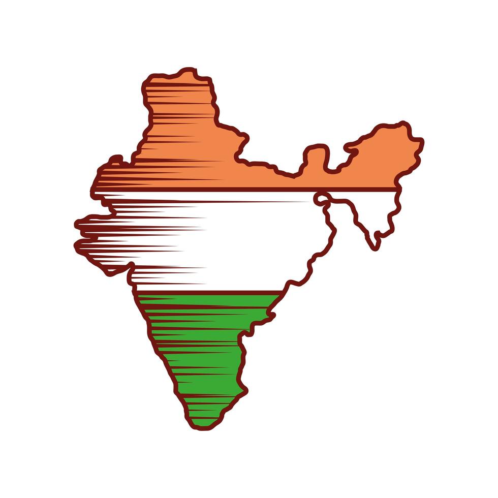 india flag in map vector