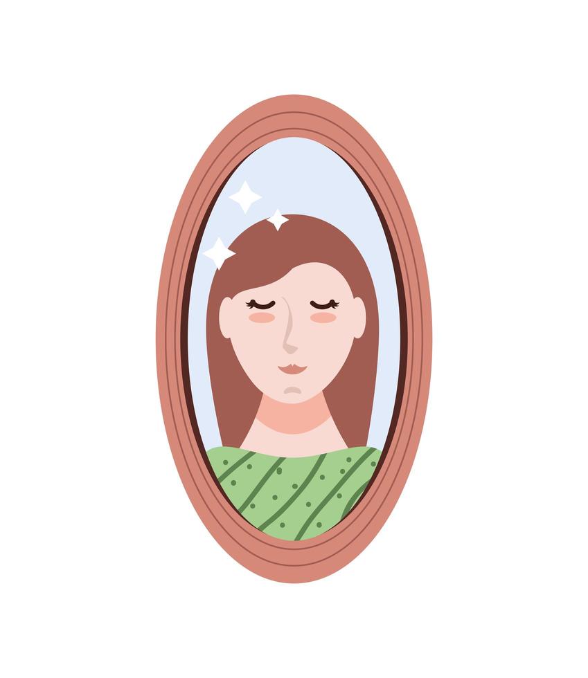 beauty woman in mirror vector