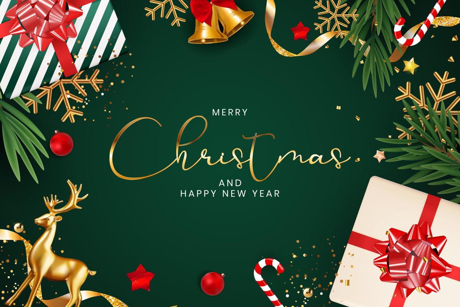 Christmas Holiday Party Background. Happy New Year and Merry Christmas Poster Template. Vector Illustration