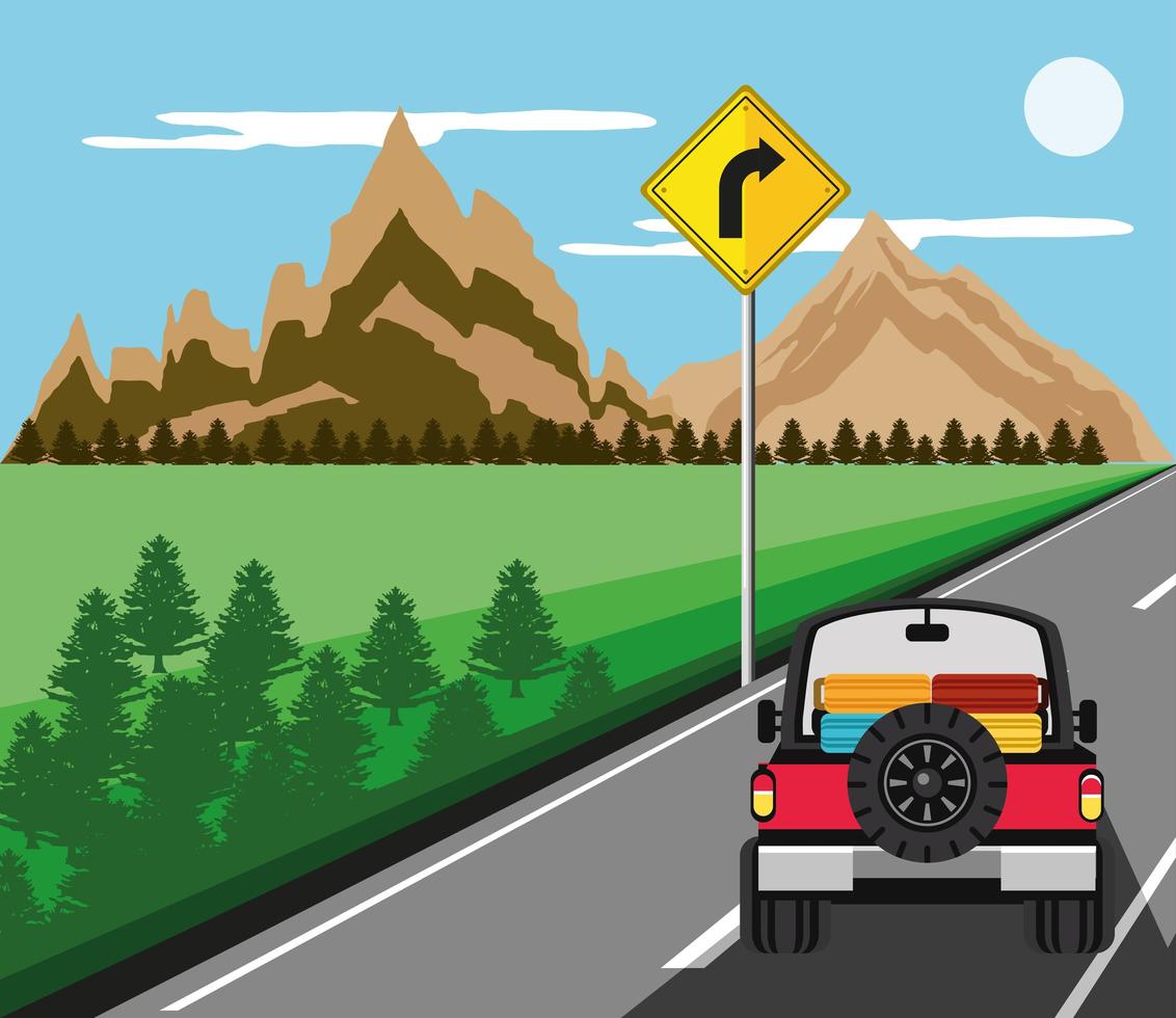 jeep trip landscape vector