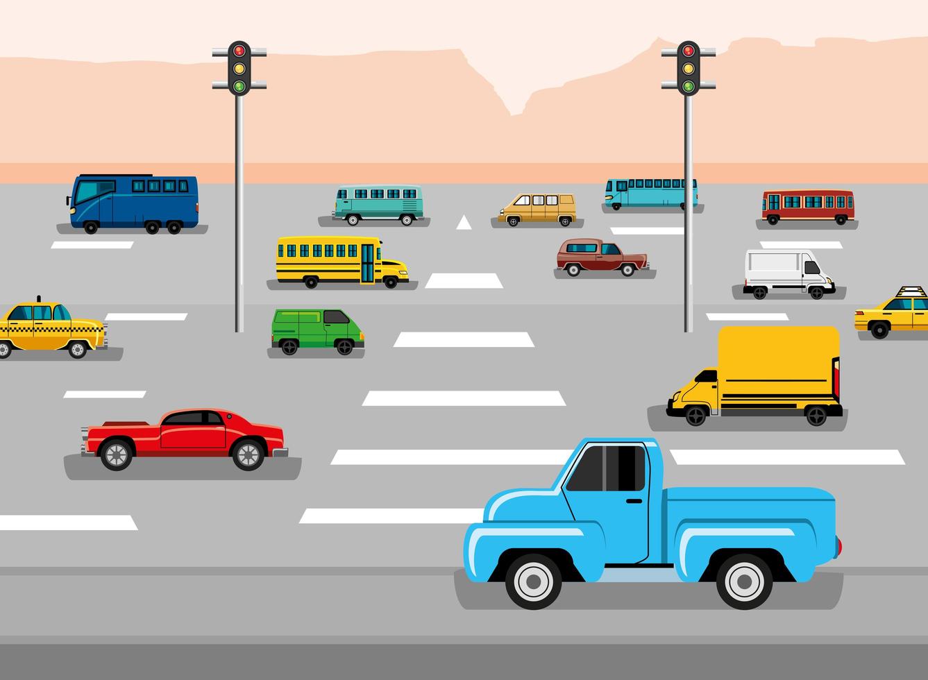 highway transport vehicles vector