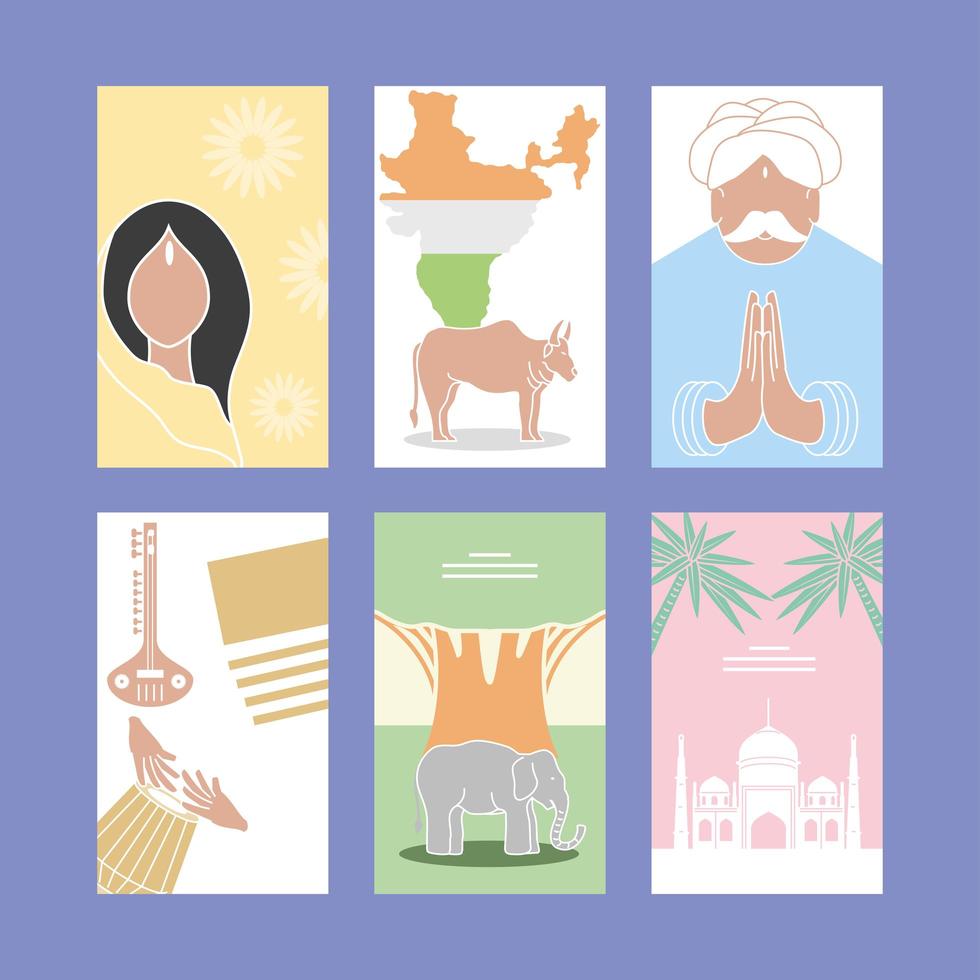 tarjetas de cultura india vector