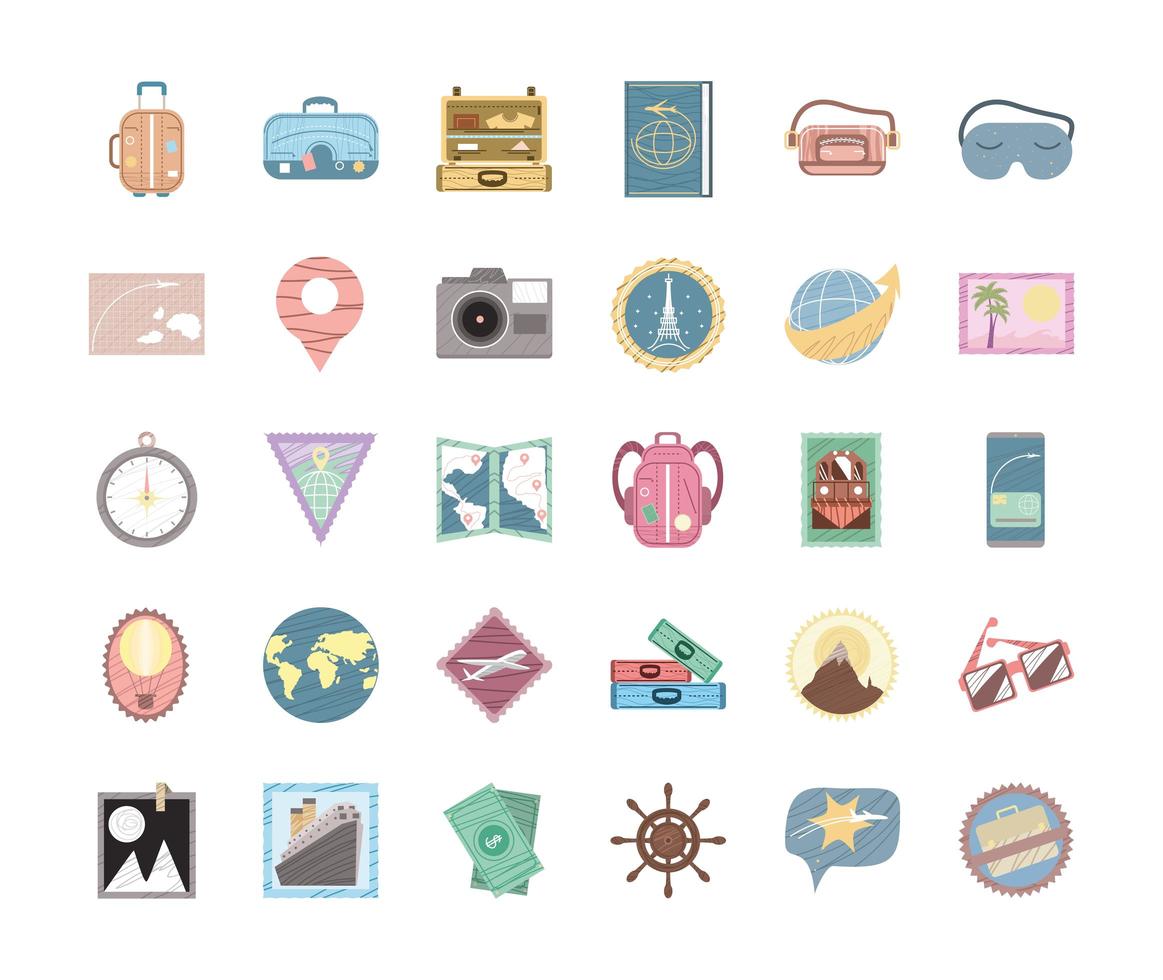 good travel icons vector