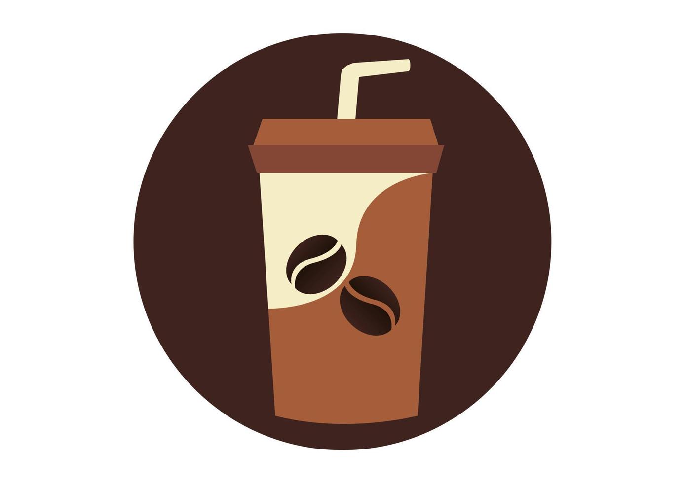 illustration of cold coffee with coffee beans in the middle vector