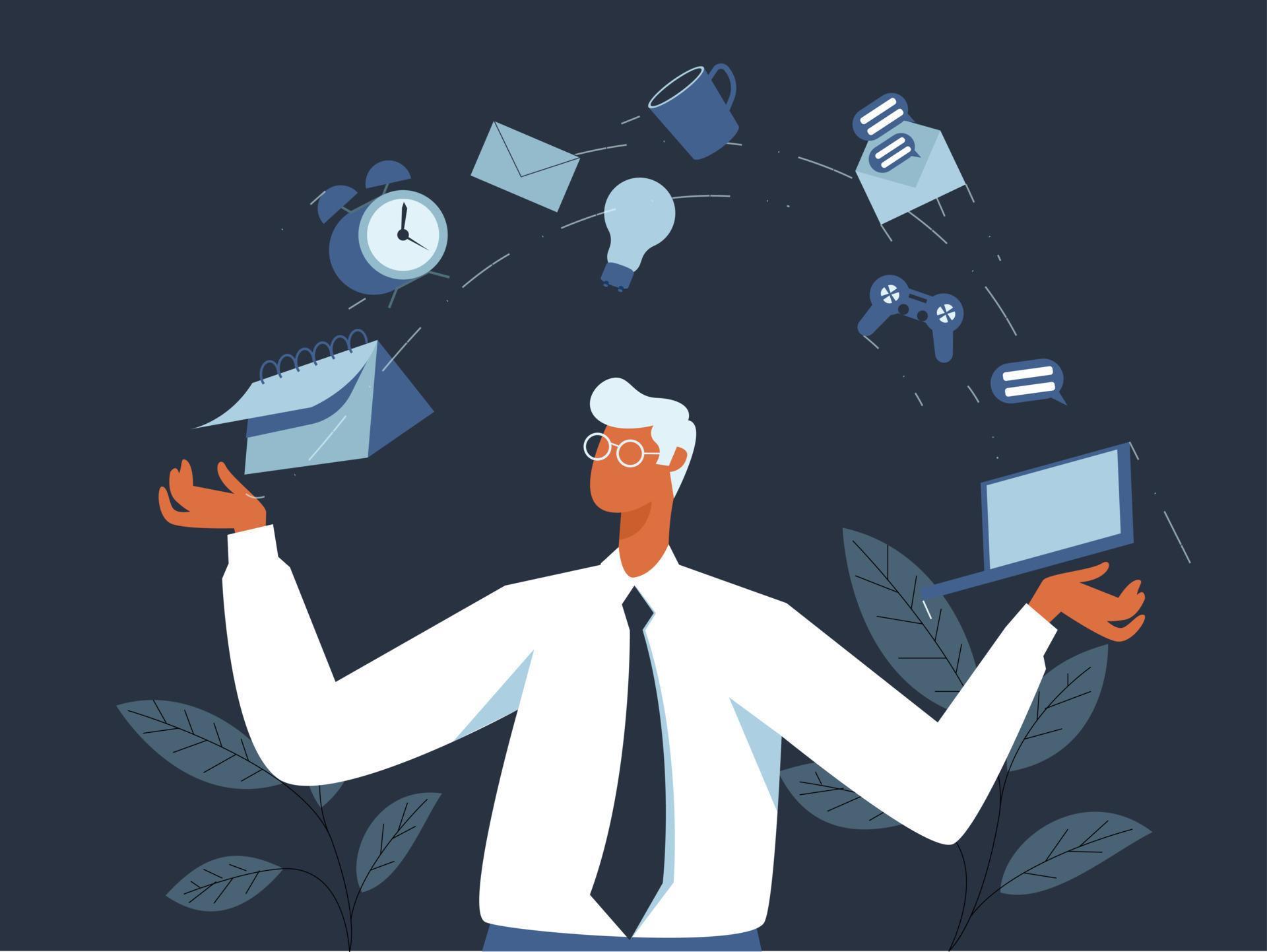 Multi Tasking worker illustration concept vector 3755297 Vector Art at Vecteezy