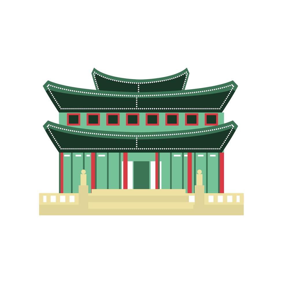 edificio tradicional coreano vector