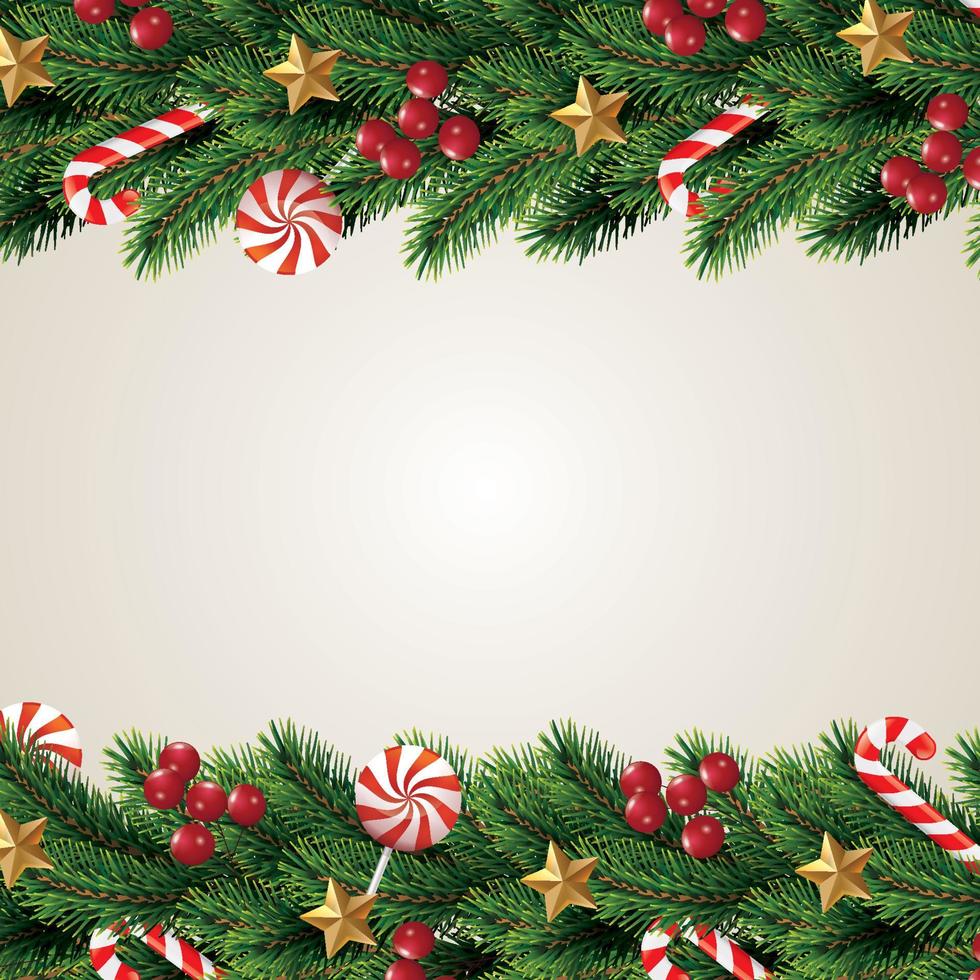 Christmas Composition. Holiday Wishes on Red Background with Fir Branches. For Greeting Card, Poster and Banner. vector