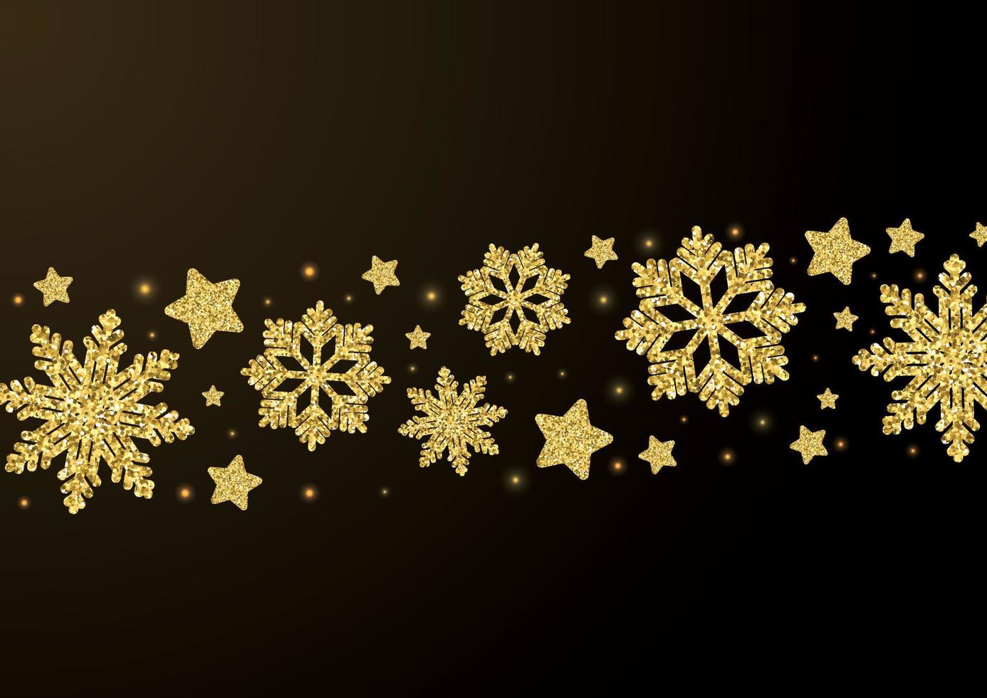 elegante fondo navideño con copos de nieve dorados brillantes y estrellas. ilustración vectorial vector