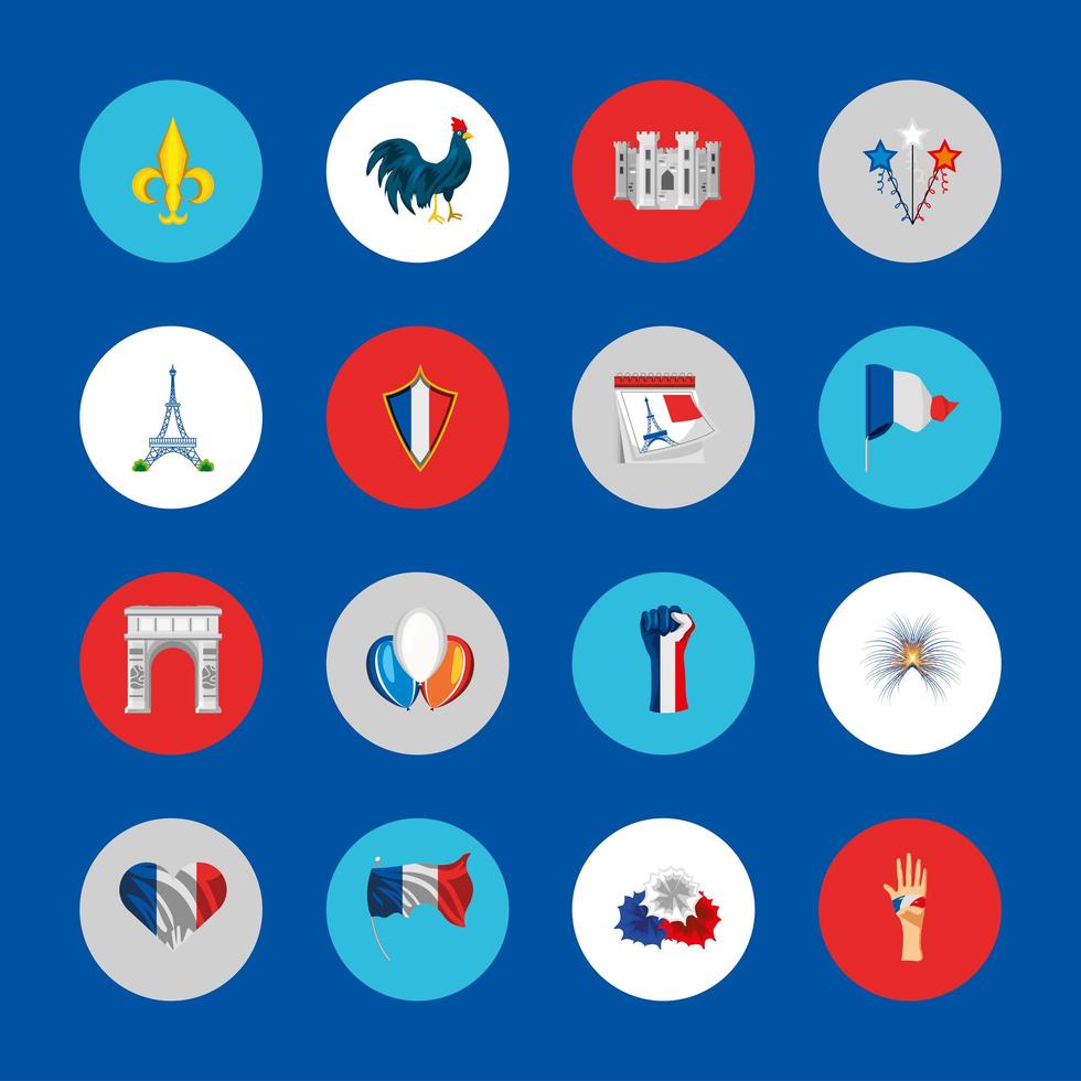 france rounded icons vector