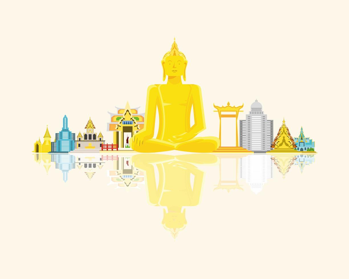 monumentos y templos de tailandia vector
