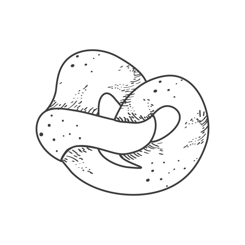 pretzel horneado dibujo vector