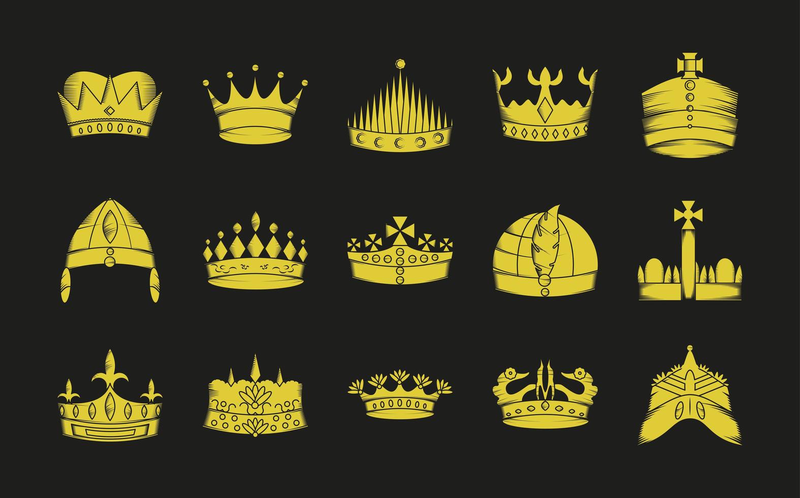 gold crown icons vector