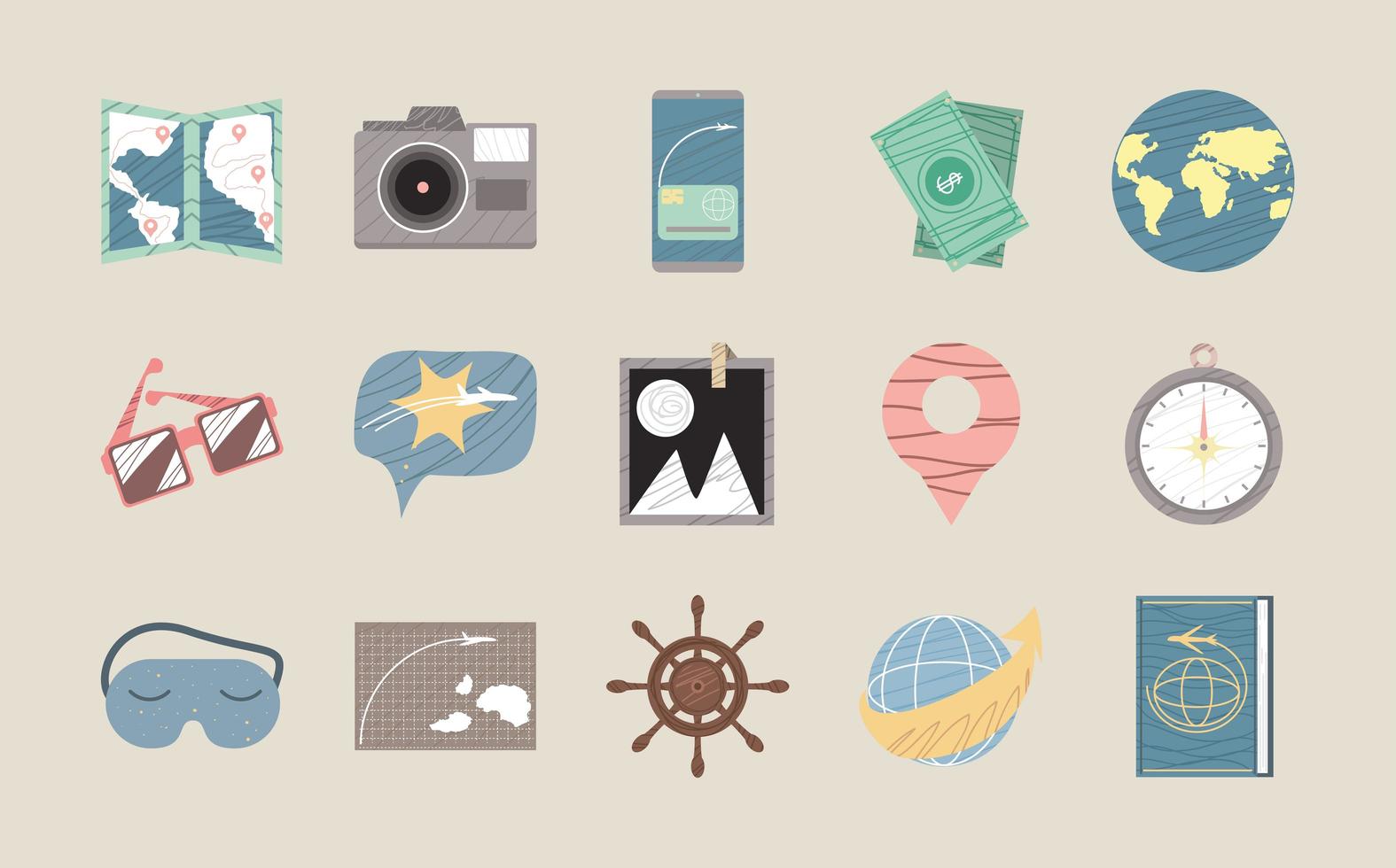 icons set of travel vector