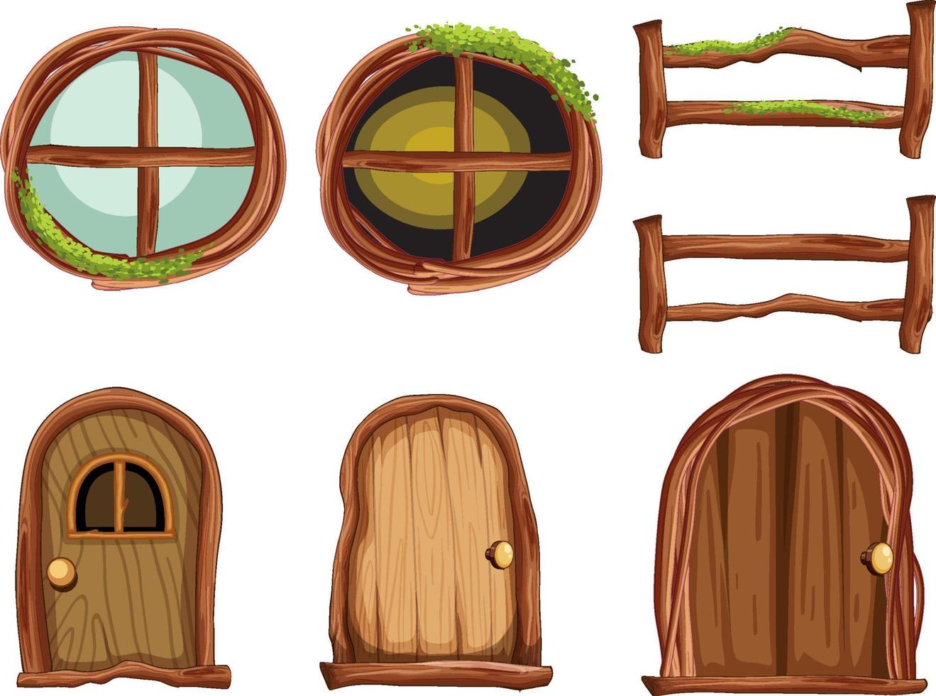 Wooden hut parts on white background vector