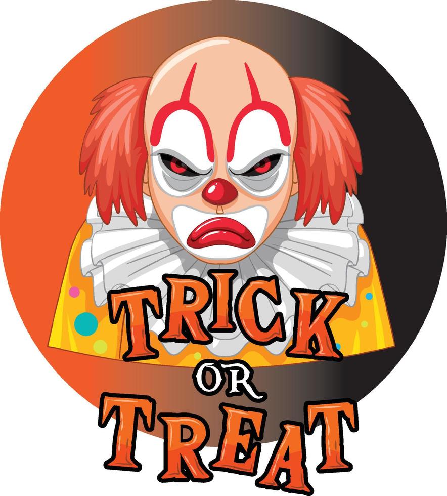 Trick or Treat badge with two creepy clowns vector
