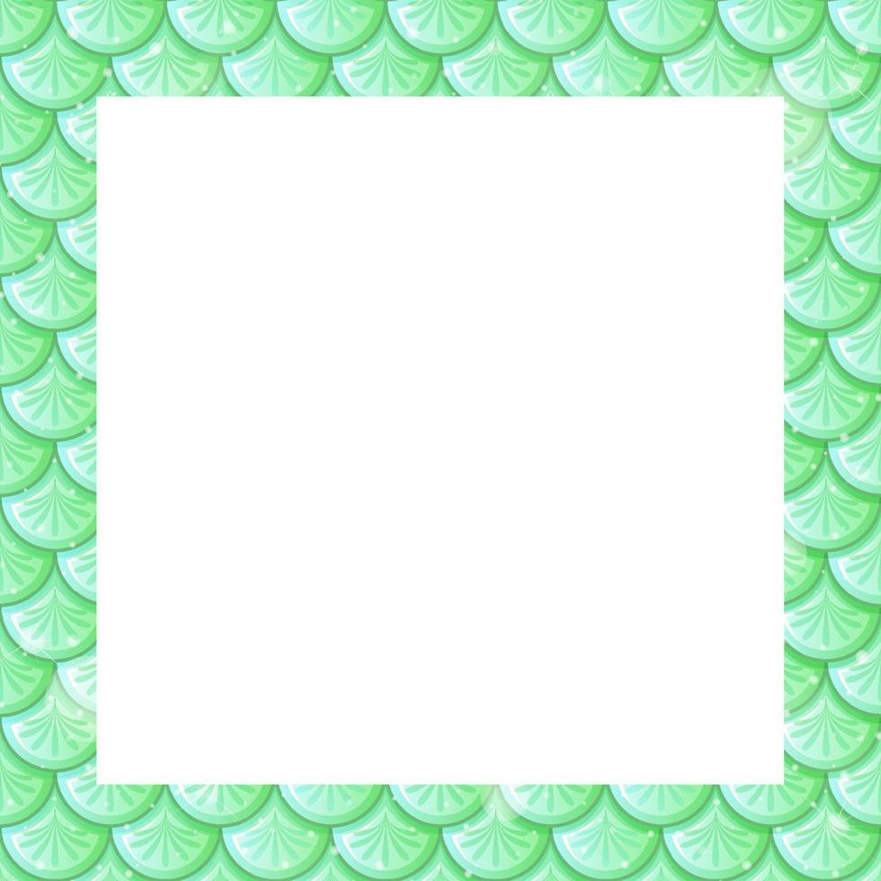 plantilla de marco de escamas de pescado verde pastel en blanco vector