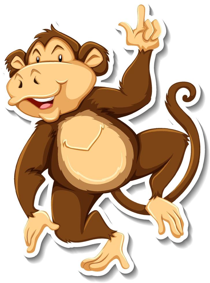 Funny monkey animal cartoon sticker vector