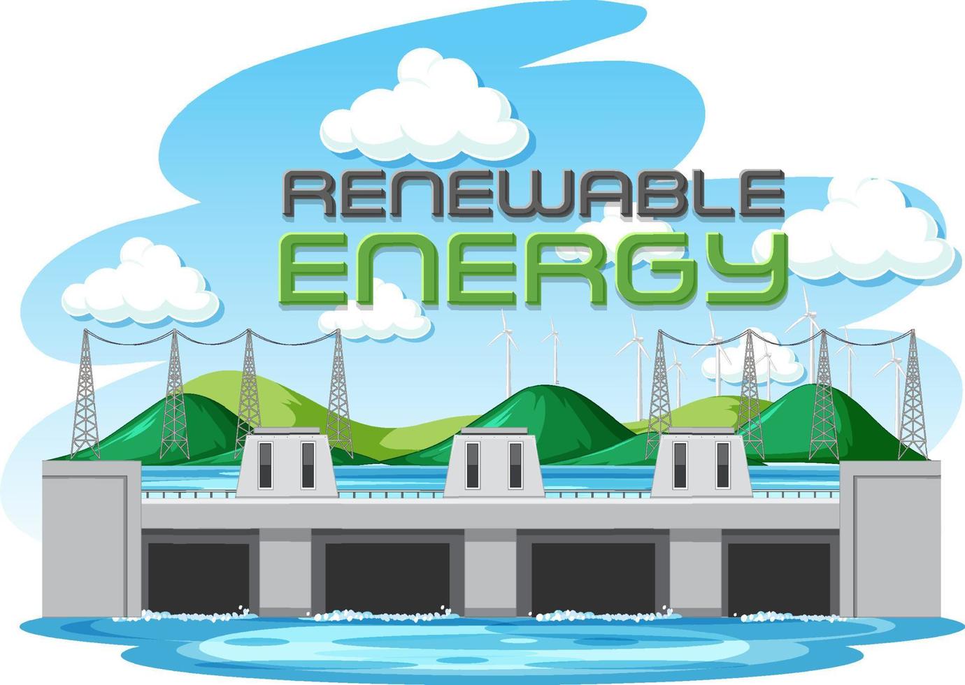 Hydro Power Plants generate electricity with renewal banner vector