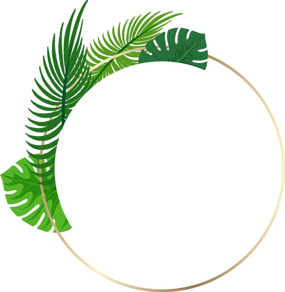 Round frame with tropical green leaves vector