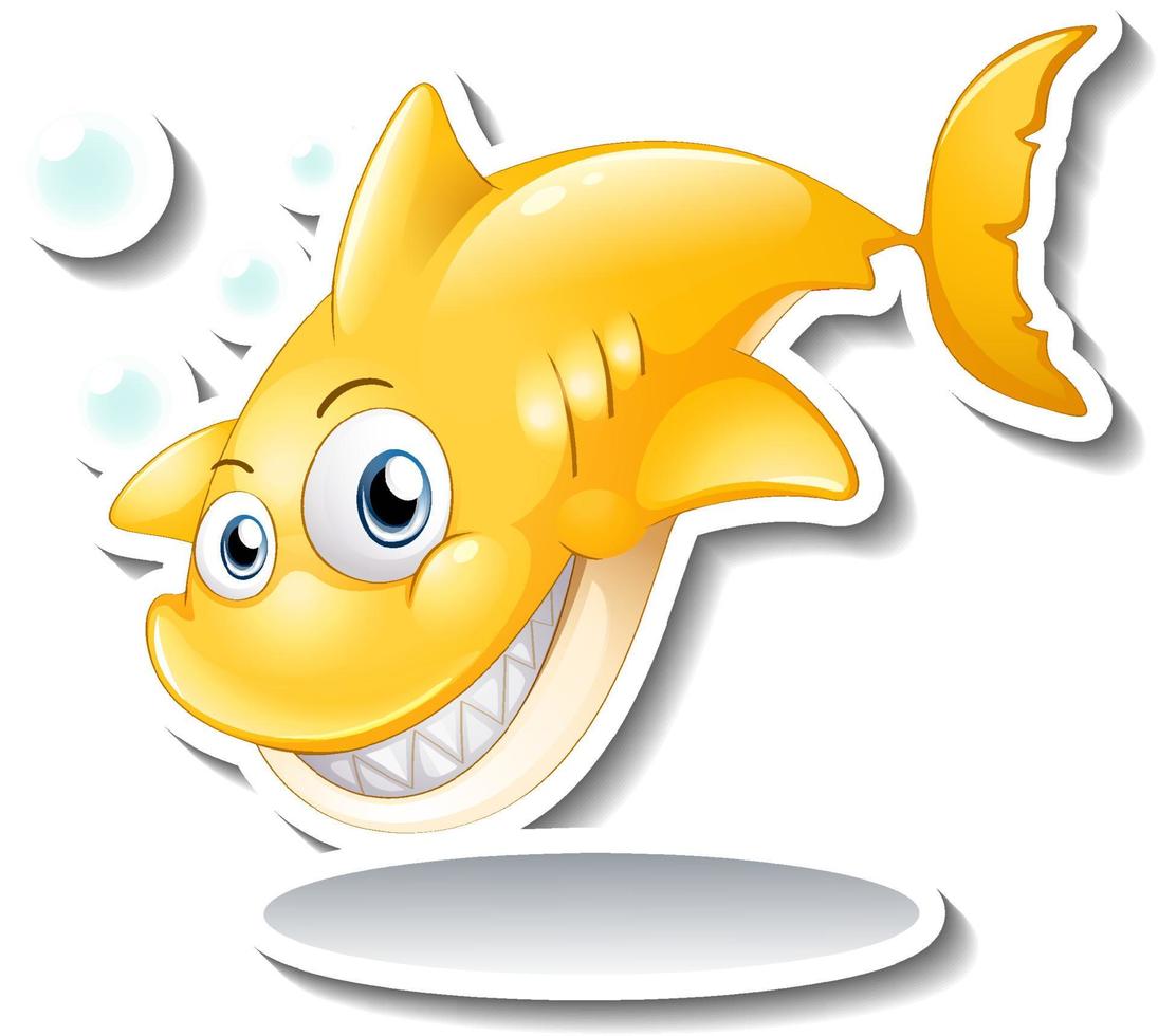 Smiling shark cartoon sticker vector