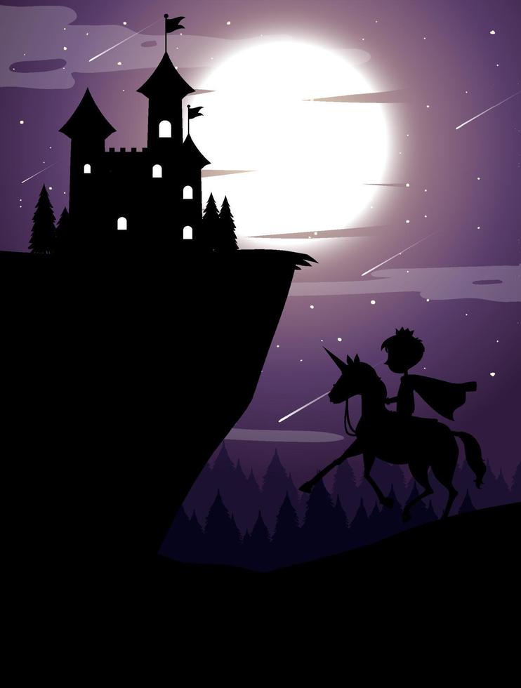 Silhouette background with full moon vector