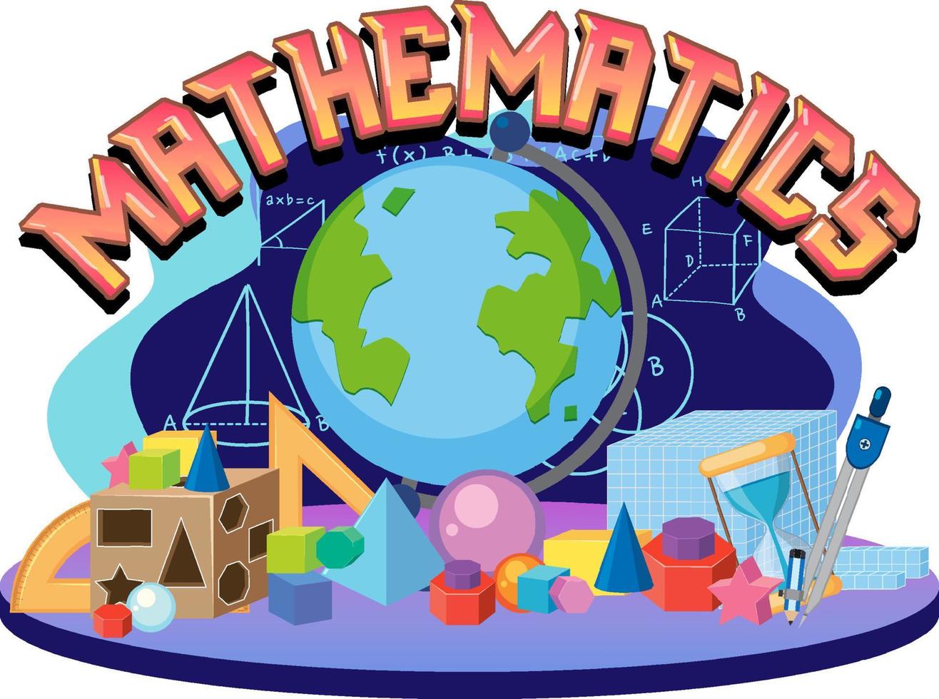 Mathematics tools and object icon vector