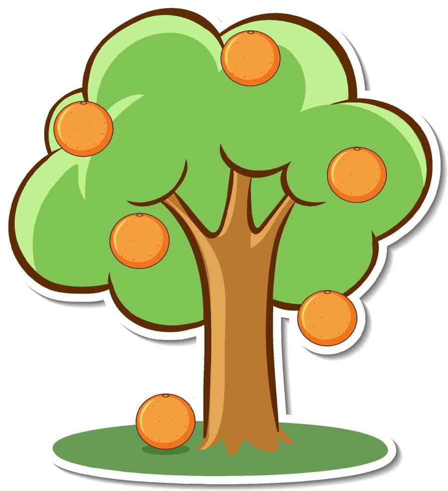 Adhesivo de árbol de naranja sobre fondo blanco. vector