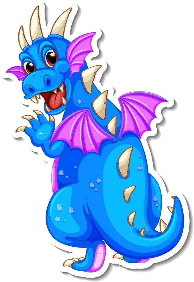 Fantasy Dragon cartoon character sticker vector