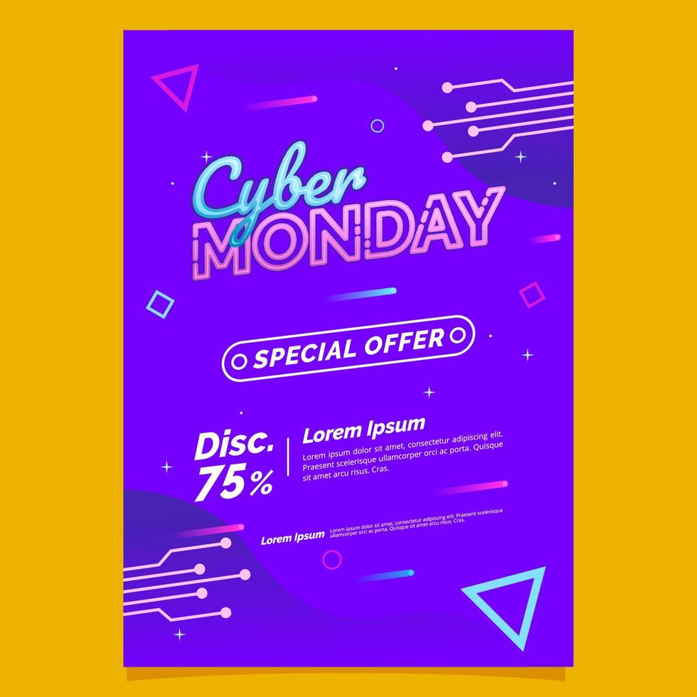 cartel festivo de la oferta especial del lunes cibernético vector