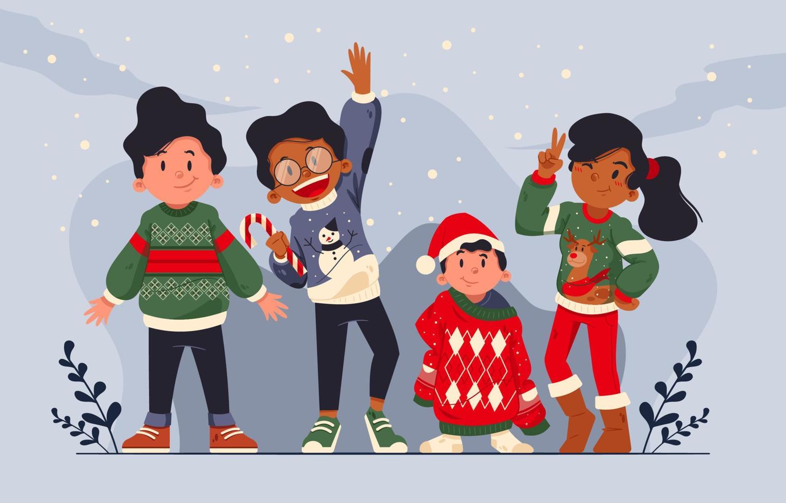 Kids Wear Ugly Sweaters vector