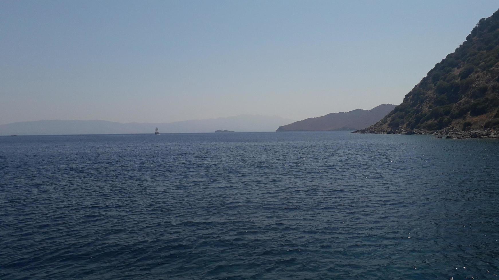 Aegean Sea in Turkey, panorama of mountains and coast photo