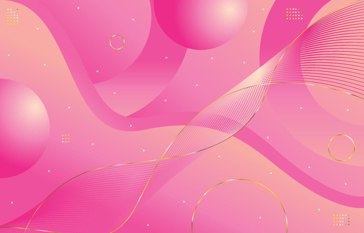 Semi 3D Pink Gold Waving Line Background vector