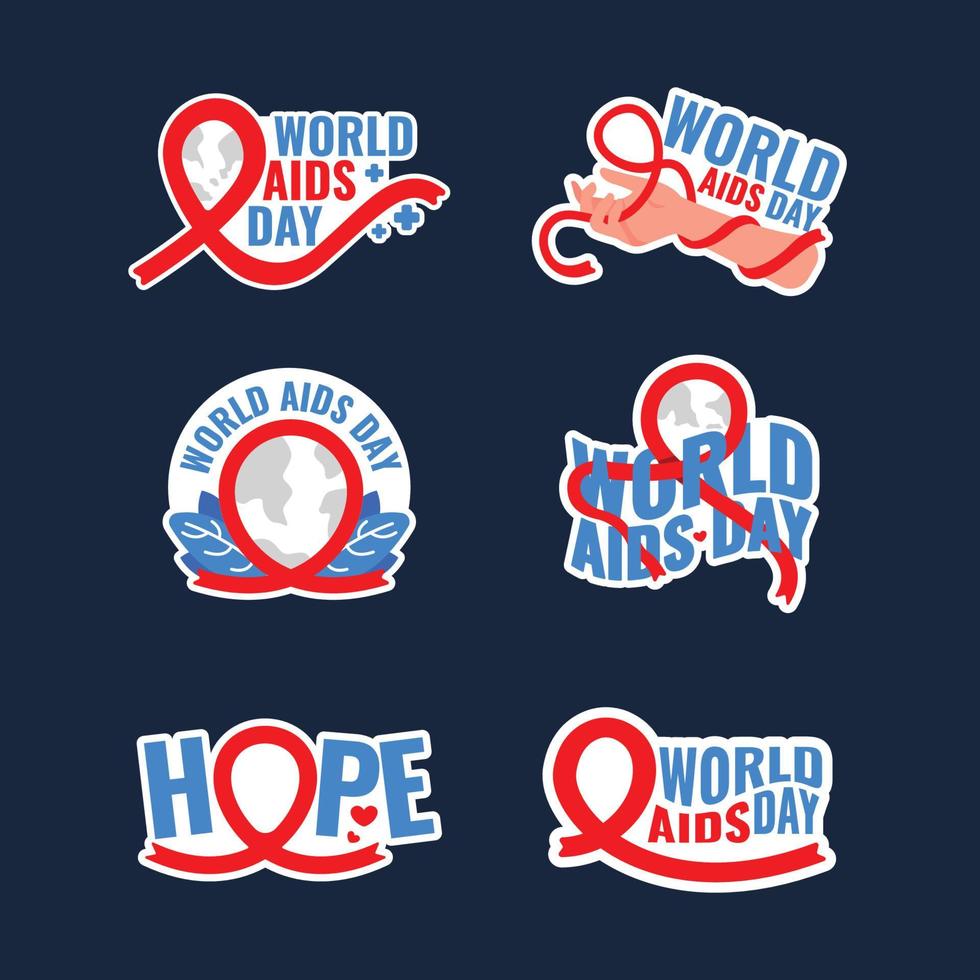 World Aids Day Sticker Set vector