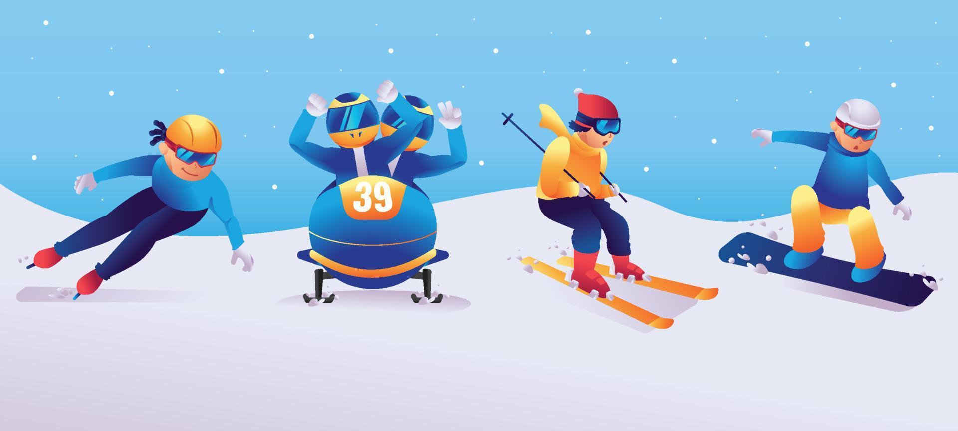 personaje de deporte de invierno vector