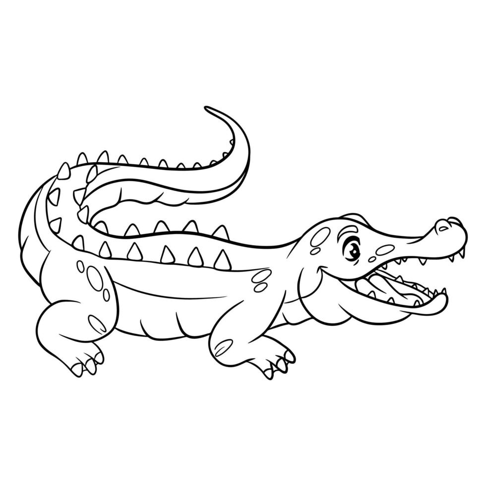 Animal character funny crocodile in line style. Children's illustration. vector