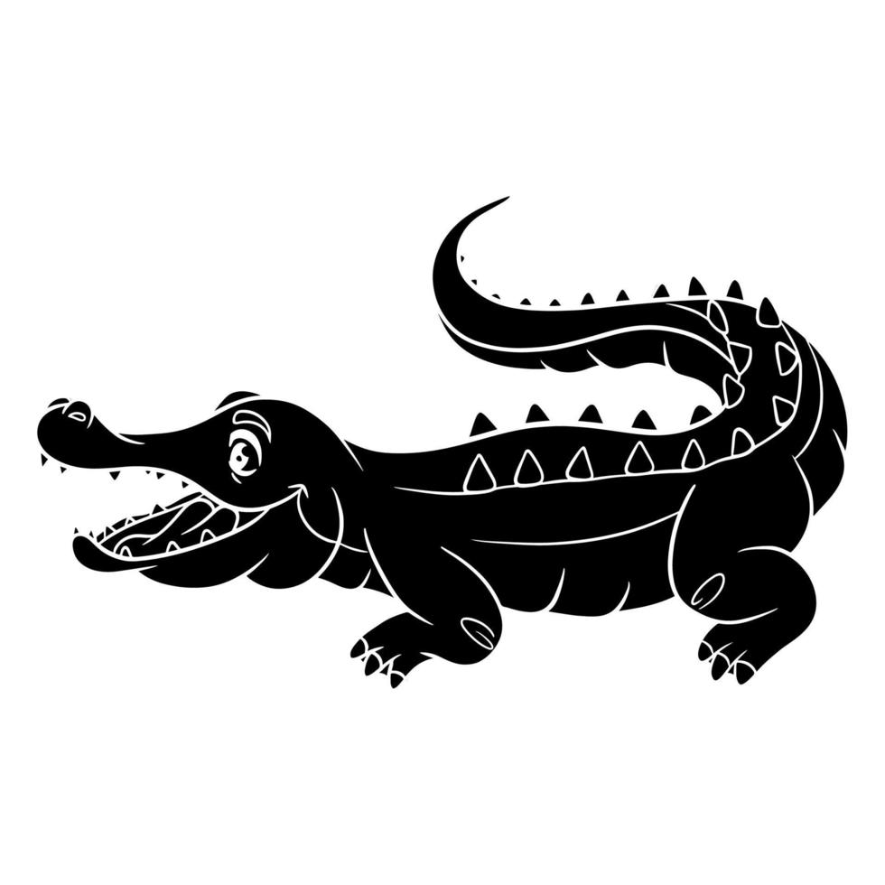 Animal character funny crocodile silhouette. Children's illustration. vector