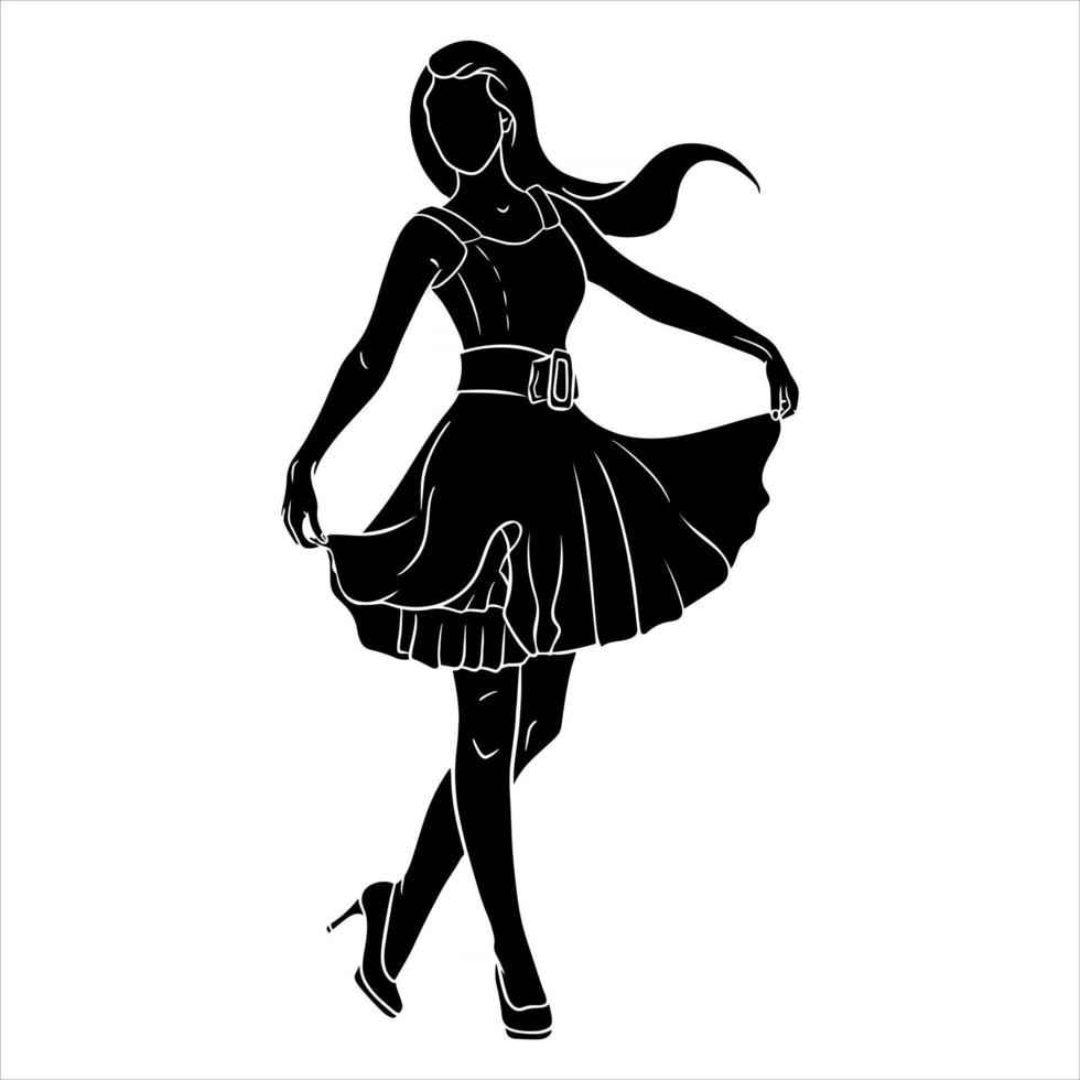 abstracción de una chica con tacones y un vestido. silueta. Moda. vector