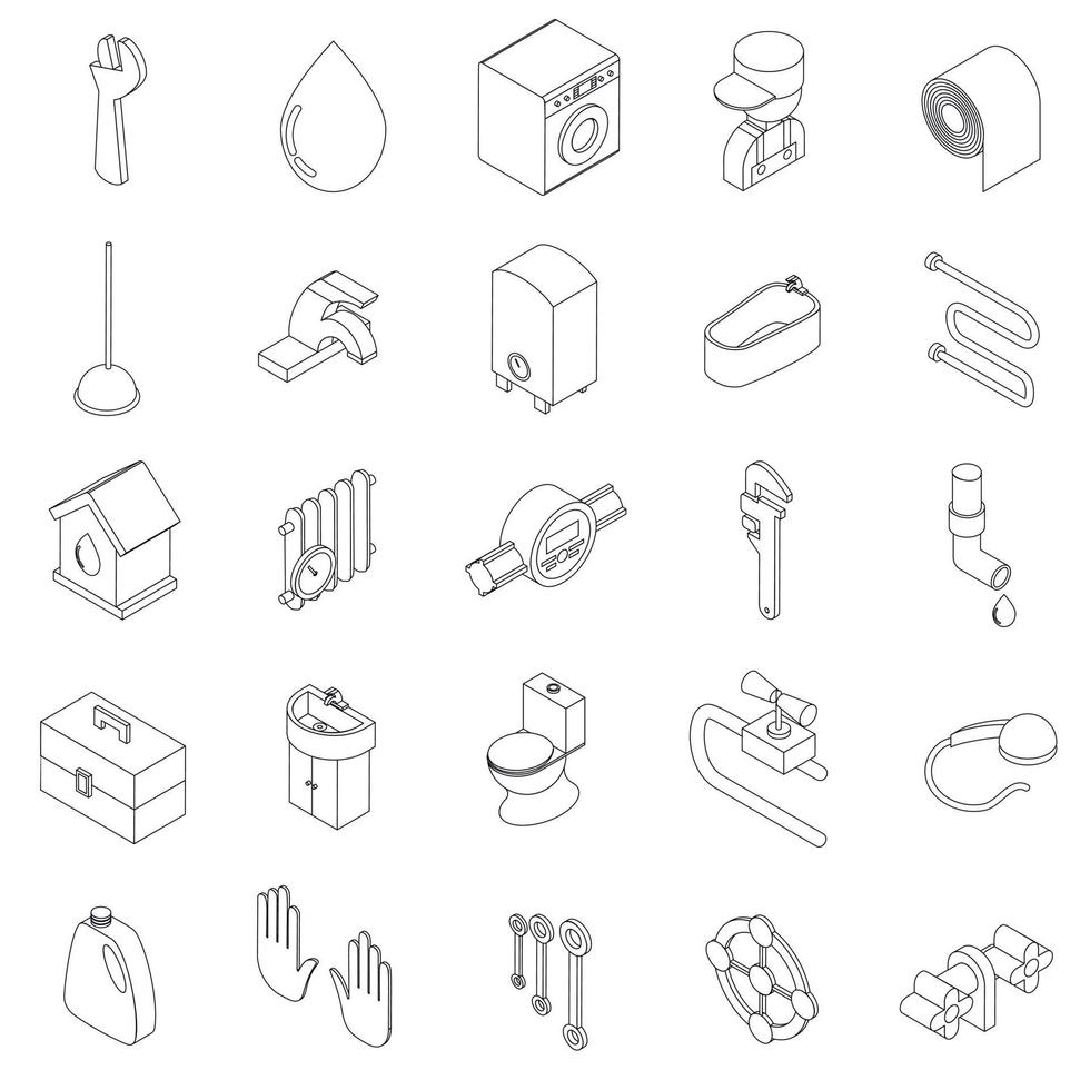 Sanitary engineering icons set vector