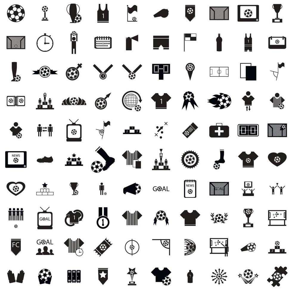 Conjunto de 100 iconos de fútbol vector