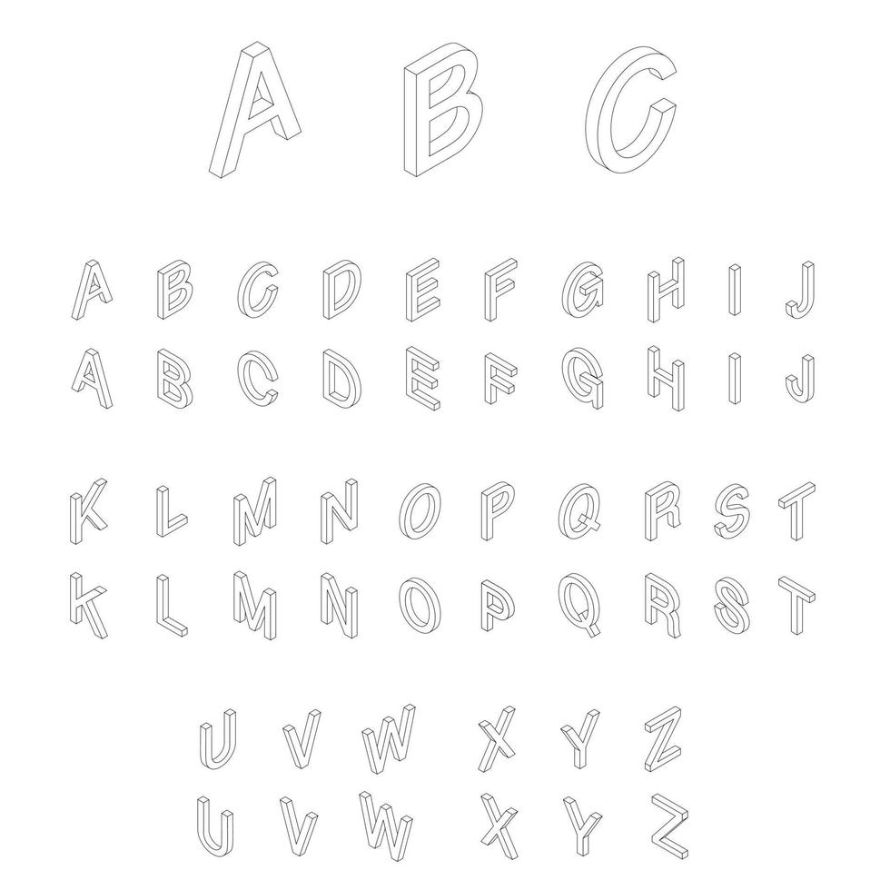 Isometric alphabet font vector