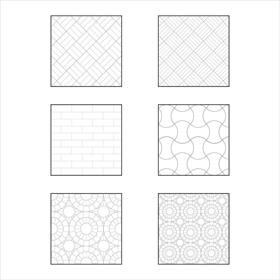 Paver block set of patterns Icon vector Line on white background image for web, presentation, logo, Icon Symbol.