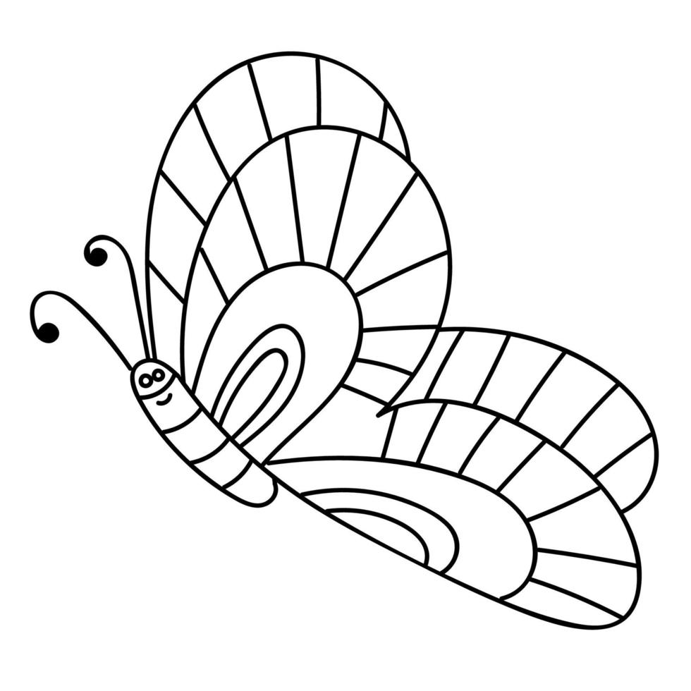 mariposa lineal de dibujos animados doodle aislado sobre fondo blanco. insecto. vector