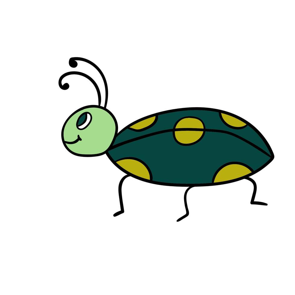 Cute cartoon doodle linear bug isolated on white background. vector