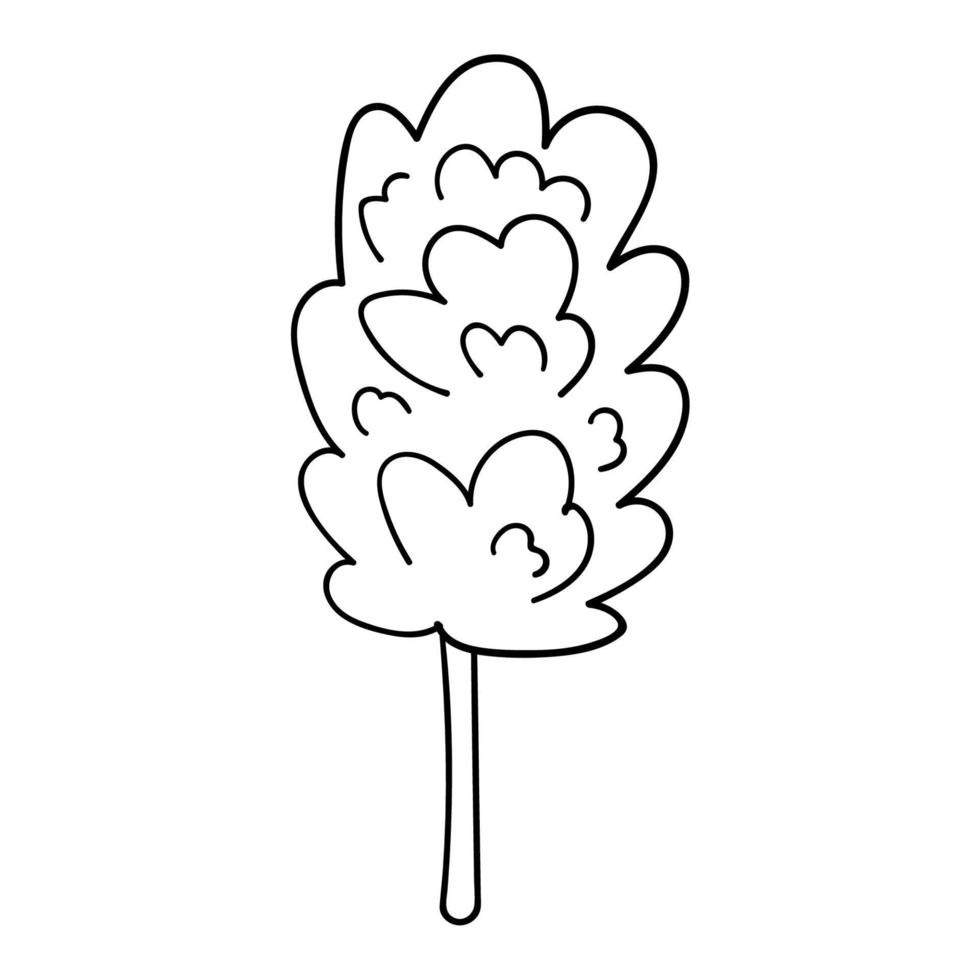 Cartoon linear doodle cotton candy on a stick isolated on white background. vector