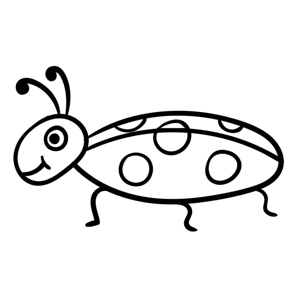 Cute cartoon doodle linear bug isolated on white background. vector