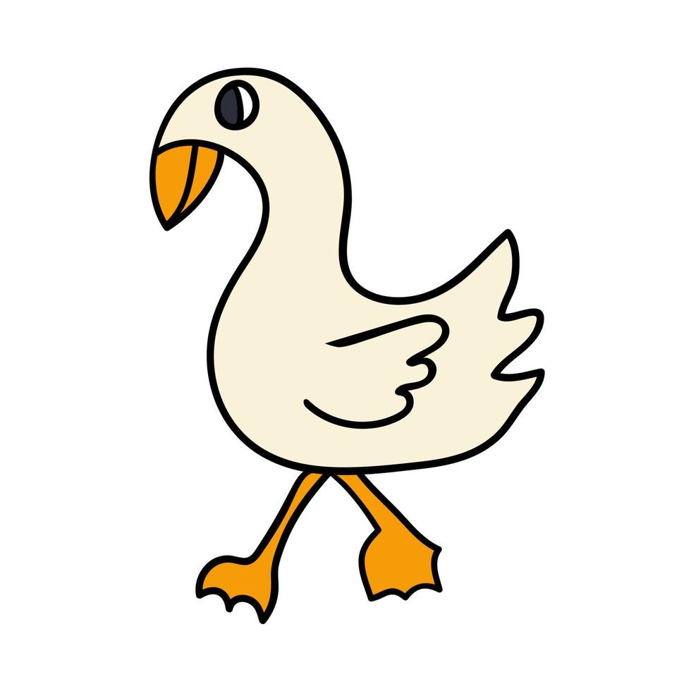 Cartoon doodle goose linear isolated on white background. Animal ...
