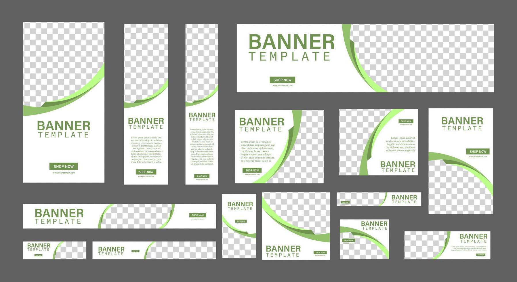 set of creative web banners of standard size with a place for photos. Business ad banner. Vertical, horizontal and square template. vector illustration EPS 10